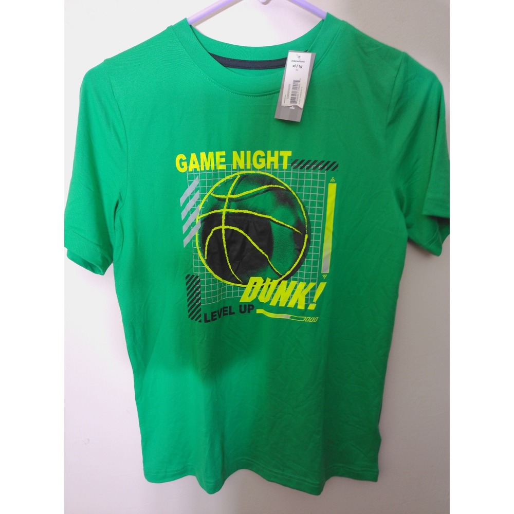 Joe Fresh Graphic Tee Kids XL 14 Green Basketball Game Night Dunk Active Sporty